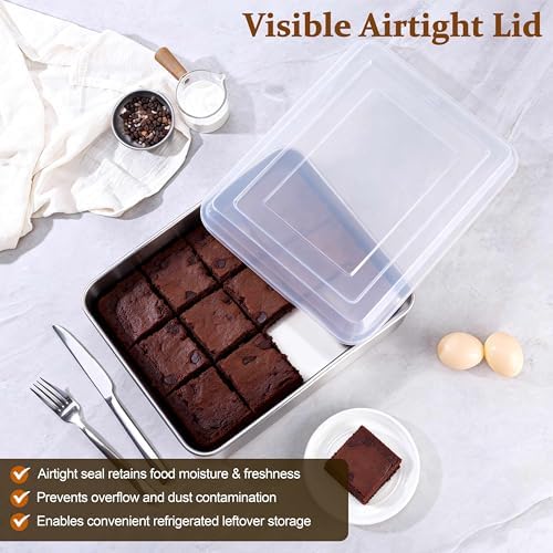 LIANYU Baking Cake Pan Set with Lid, 12⅓ x 9¾ x 2 Inch Lasagna Brownie Pan