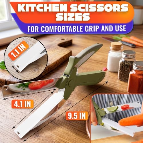 2 in 1 Kitchen Scissors for Food with Cutting Board, Safety Lock