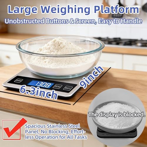 33lb Digital Kitchen Scale, Food Scale with USB Rechargeable & Batteries