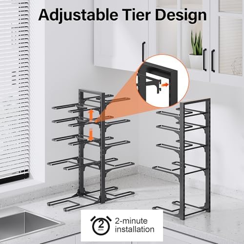 MUDEELA 10-Tier Pots and Pans Organizer under Cabinet, 23.62" H Heavy Duty