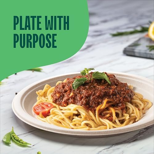 100% Compostable Deep Dish Plates - 9 Inch [125-Pack] Heavy Duty Brown