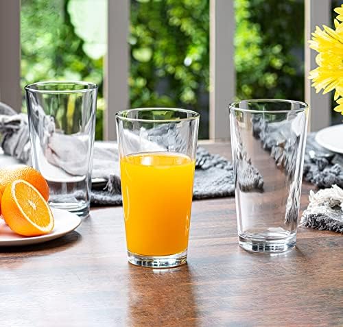 Le'raze 10pc Stackable Drinking Glasses, 16oz Clear Glass Cup Glassware Set