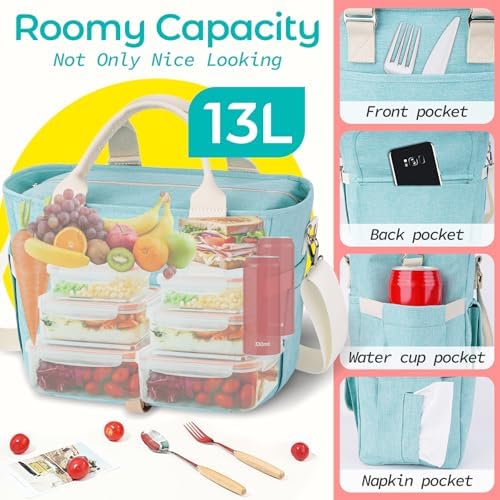 Classy Insulated Lunch Bags for Women, Large Lunch Box for Work & Picnic