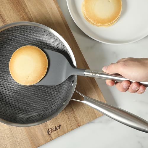 Oster Chadswyck 13” Turner Spatula, Heat Resistant Silicone Head, Stainless Steel Handle, Safe for Nonstick Cookware, Dishwasher Safe