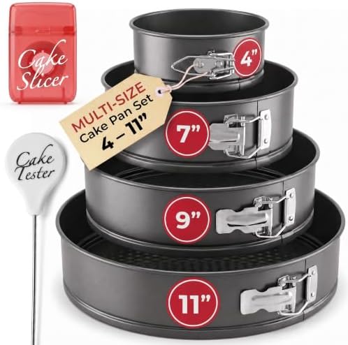 Cheesecake Pan and Springform Cake Pan Set - 4, 7, 9 and 11 in, NONSTICK