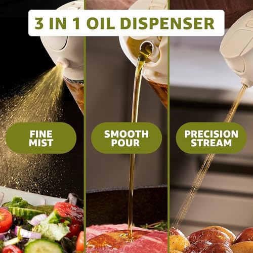 FineDine 16 oz Glass Olive Oil Sprayer for Cooking, Oil Dispenser, White
