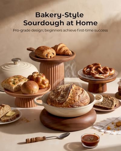 5QT Enameled Cast Iron Sourdough Bread Oven for Homemade, White
