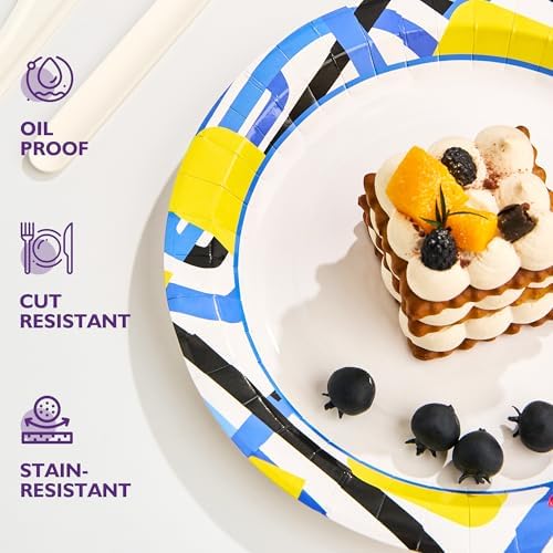 Disposable Paper Plates 8.5 Inch 300 Count, Graffiti Pattern