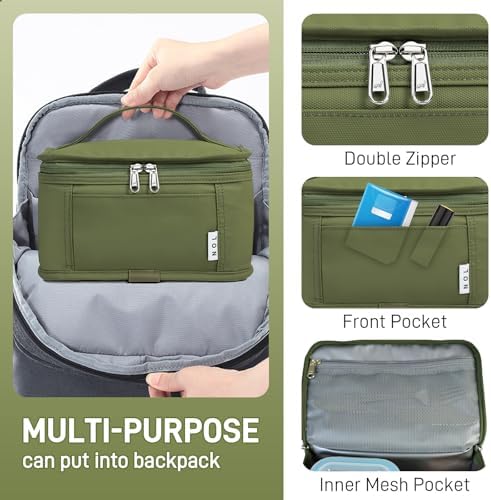 NOL Small Lunch Bag Mini Lunch Box Insulated Lunch Bag for Men/Women Leakproof Cooler Tote Bag Lightweight Nylon Waterproof Lunch Box For Work, Amy green