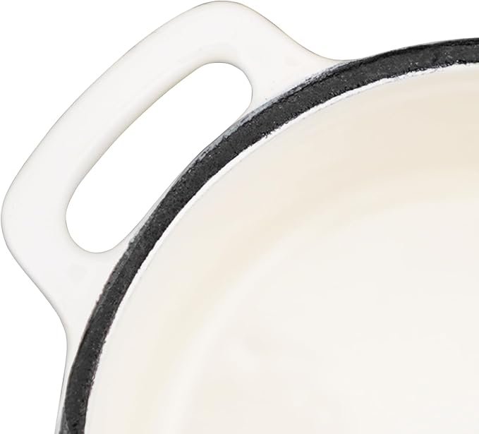 Mini Cocotte 8 oz Mini Dutch Oven 0.25 qt. Cast Iron Garlic Roaster for Oven Garlic Confit Pot Ramekins with Lids Oven Safe Set of 2, White