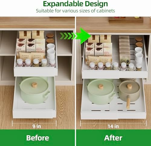 PAKETA 4 Pack Expandable Pull Out Cabinet Organizer,21" Deep