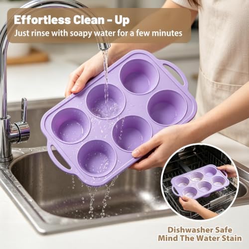 Jumbo Silicone Muffin Mold for Baking: 2 PCS Large Muffin Pan with Frame