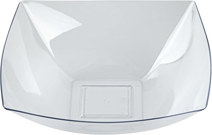 Restaurantware Moderna 64 Ounce Fancy Plastic Bowls 10 Square Disposable Salad Bowls - Durable Heavy-duty Clear Plastic Bowls For Warm And Cold Foods (Pack of 4)