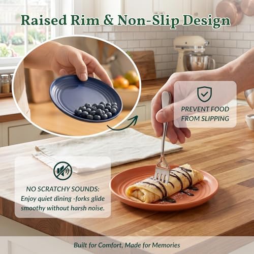 Homienly 5.7 Inch Small Plates-Wheat Straw Mini Plate, Unbreakable Plate Set Ideal for Dessert, Appetizers, Small Serving, Side Dish, Lightweight Dessert Dishes Plates, Set of 8, Colorful