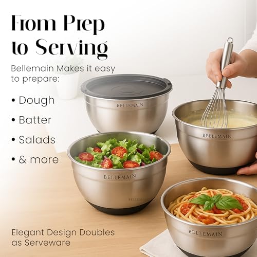 Bellemain Stainless Steel Mixing Bowls with Airtight Lids Set - Set of 3