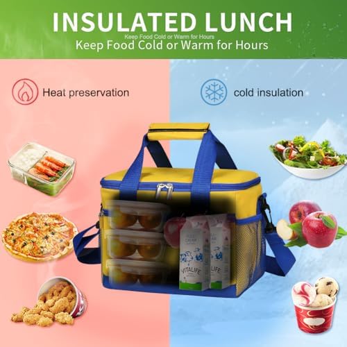 iknoe Insulated Lunch Bag, Foldable 8.5L Cooler Bag for Men & Women, Lunch Box