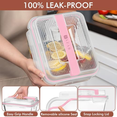 Razab 17 Cups / 132 Oz / 3900ml Large Glass Food Storage Containers with Lids - Leakproof, BPA-Free Large Meal Prep Container Ideal for Roasting Turkey, Store Leftover - Microwave & Oven Safe