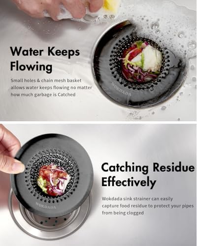 Kitchen Sink Drain Strainer,Patented Reversible Chain Mesh Basket,Black