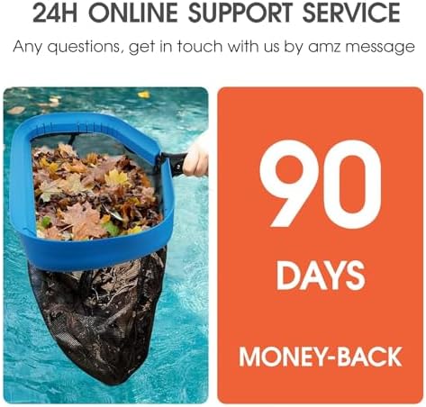 TidyMister 20'' Self-Repair Pool Skimmer Net Pool Cleaning Net with Heavy Duty Nylon Mesh, Aluminum Frame, Deep Debris Bag, for Above Ground Pool In-ground Pool Leaf Rake Net (Without Pole)