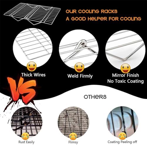 TeamFar Cooling Rack, 3 Tier 15" x 10" Stainless Steel Baking Roasting Rack