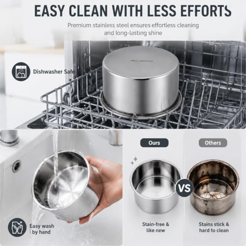 TeamFar 4 Inch Cake Pan, 8 Pcs Stainless Steel Round Baking Cake Pans Set