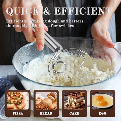 TEEVEA Danish Dough Whisk Stainless Steel for Sourdough Bread