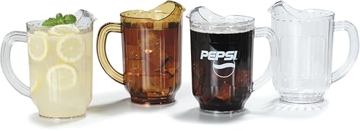 Carlisle FoodService Products Versapour Plastic Pitcher for Kitchen and Restaurant, Polycarbonate, 60 Ounces, Amber, (Pack of 6)