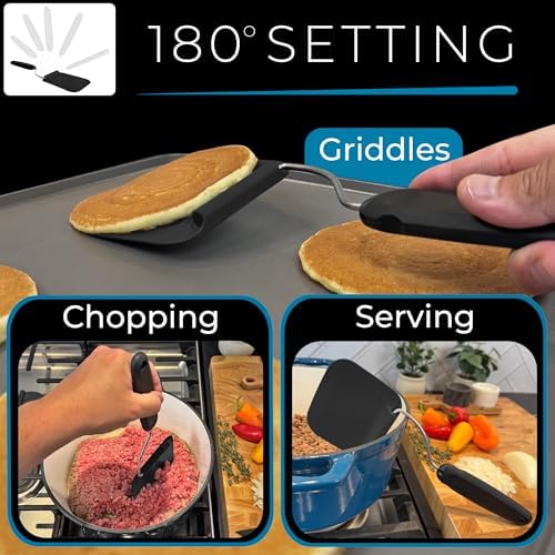 Adjustable Angle Spatula PPSU Material – Flexible Cooking Egg Flipper & Fish Spatula for Pancakes & Indoor Griddles – Swappable Heat-Resistant Thin Heads Spatula - Non-Stick Cookware Safe