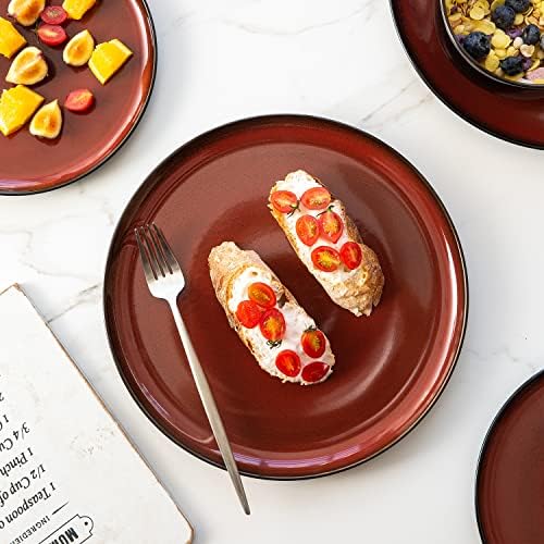 LERATIO Ceramic Plate Set of 6,8.5 Inch Reactive Glaze Salad Plates