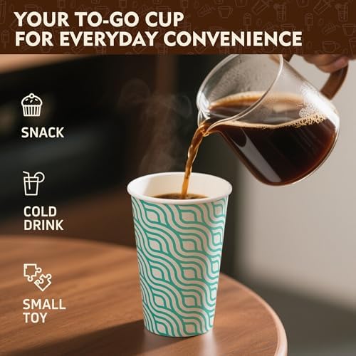 YEEHAW 16 oz Coffee Cups with Lids, Green, 100 Pack