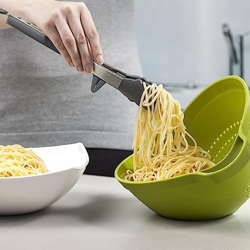 12" Kitchen Tongs for cooking with Silicone Tips, 3Pcs Serving Tongs, Grey