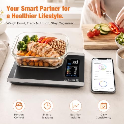 AI Voice Food Scale with Nutritional Calculator, Type-C, Fitdays+