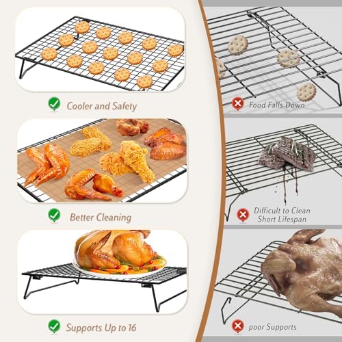 Cooling Racks for Cooking and Baking, 2-Tier 13" x 9" Stackable