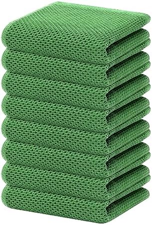 Homaxy 100% Cotton Waffle Weave Kitchen Dish Towels 8-Pack, Grass Green