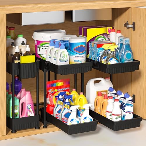 Sevenblue 3-Pack 2-Tier Under Sink Organizers with Sliding Drawers