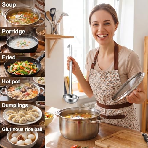 12 PCS Stainless Steel Ladle Set, 4 oz Soup Handle Ladle with Pouring Rim