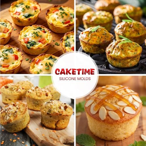 CAKETIME Silicone Muffin Pan for Air Fryer Oven, 7 Cups, 2 Pack