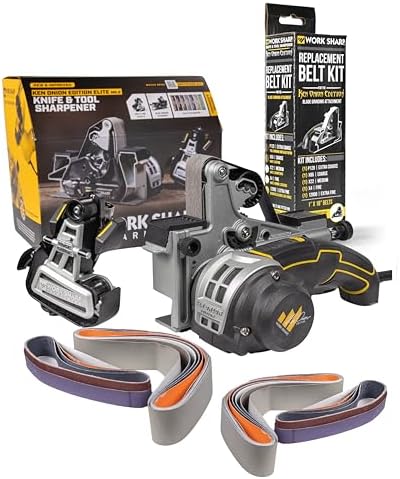 Work Sharp Ken Onion Edition Knife & Tool Sharpener Elite Mk2 - Complete Knife Sharpening System with Blade Grinding Attachment and extra belts