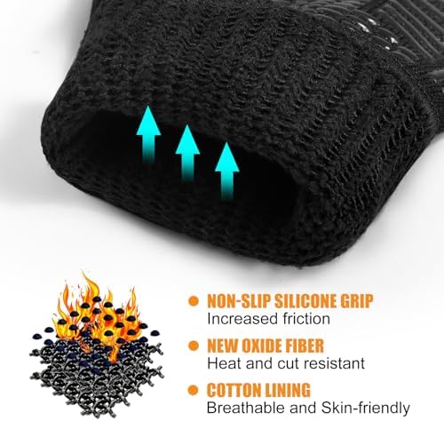 BBQ Gloves, 1472°F Heat Resistant with Silicone Grip Oven Mitts