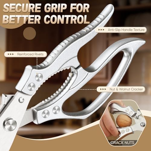 HUUSK Kitchen Scissors All Purpose, Multifunction Kitchen Shears 2 Pack