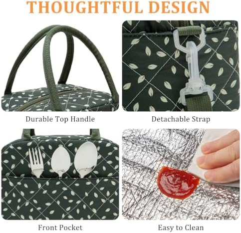 MEXS Lunch Bag for Women Reusable Lunch Box Quilted Puffer Large Capacity Insulated Cooler Tote Bags Work Travel Picnic
