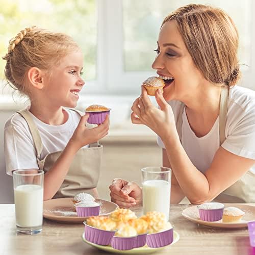100Pcs Aluminum Cups with Lids,5oz Disposable Ramekin Baking Cups Muffin Liners Mini Pie Pans Foil Cupcake Containers for Christmas Party Wedding,Pink