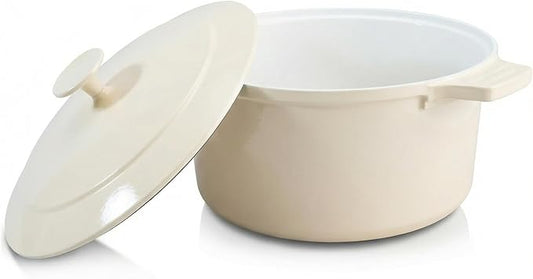 Gotham Steel 5 Qt Dutch Oven Pot with Lid, Nonstick Ceramic Dutch Oven Stock Pot, 10 in 1 Cooking Pot & Dutch Oven for Bread Baking, Lightweight Oven & Dishwasher Safe – Cream