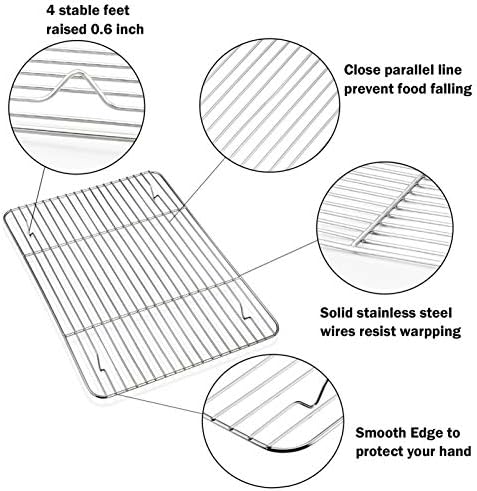 P&P CHEF 16 + 12.5 + 10.4 + 9 Inch Baking Sheet & Rack, Pan and Wire Rack