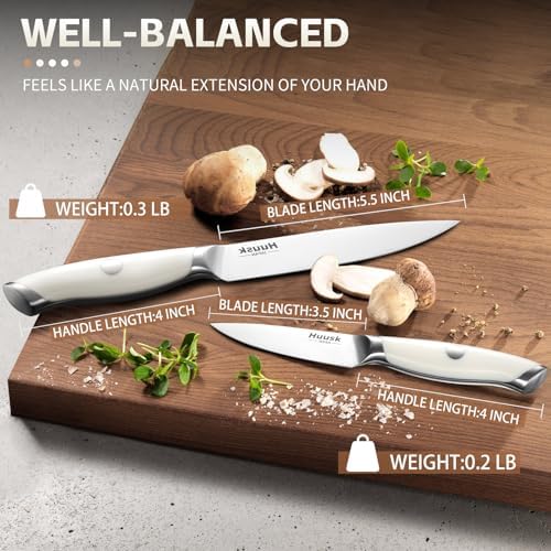 Huusk Paring Knife Set - Razor Sharp 5" Utility & 3.5" Fruit Peeling Knives
