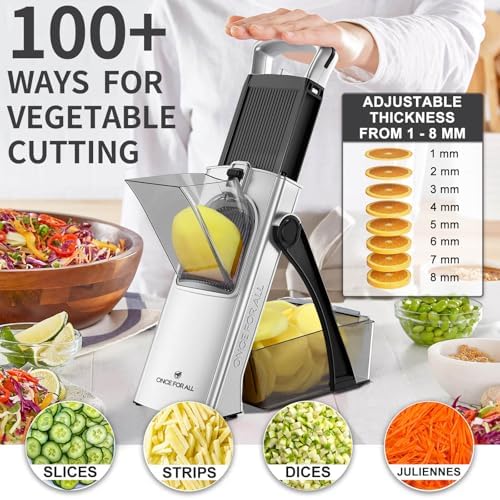 ONCE FOR ALL Safe Mandoline Slicer Plus, Bigger Size, Potato Slicer, Black