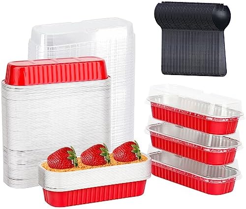 LNYZQUS Mini Loaf Pans with Lids 100 Pack, 6.8oz Rectangle Cake Tins