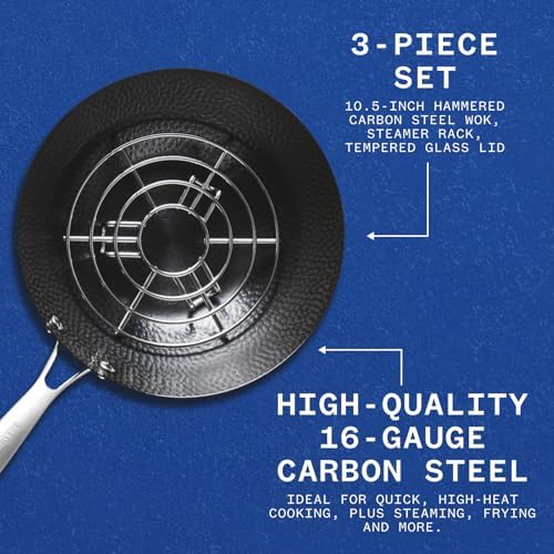 Milk Street 3-Piece 10.5-Inch Small Hammered Carbon Steel Wok