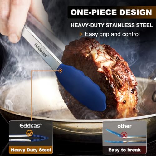 Tongs For Cooking - Kitchen Tong with Silicone Tip 7", 9", 12" Blue