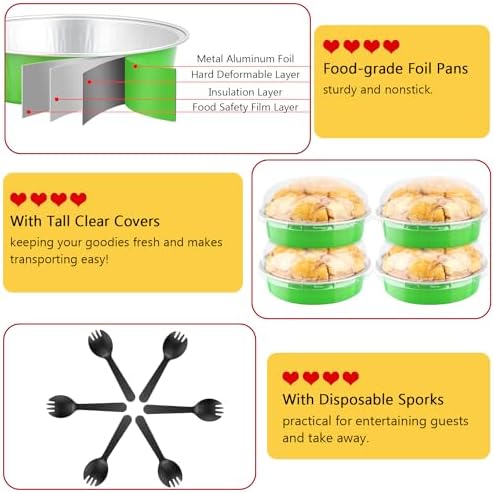 LNYZQUS 8oz Mini Pie Tins with Lids 50 Pack, 4 Inch Individual Cake Pans